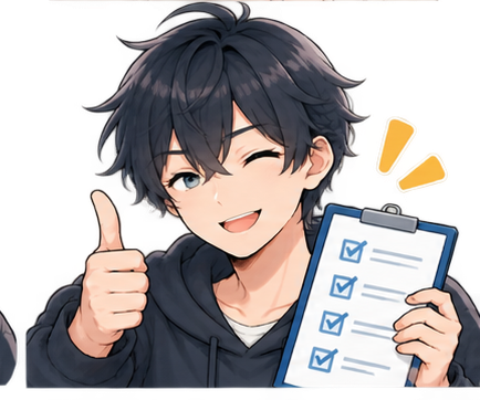 買う前メモの男性案内キャラクター